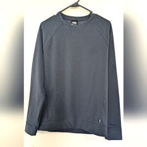 REI Black Sweatshirt, Size S, Zippered Side Pocket, Crewneck, Size S